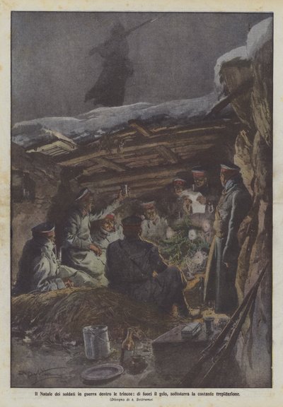 O Natal de soldados em guerra dentro das trincheiras, fora da geada, sofrem constante trepidação de Achille Beltrame