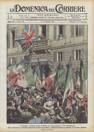 O Príncipe de Gales, que veio para a Itália para representar o rei da Inglaterra na celebração de Achille Beltrame