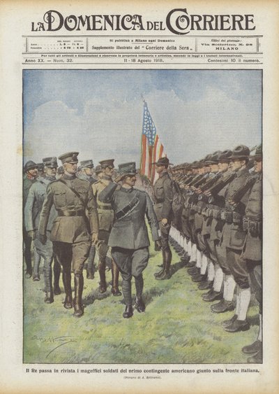 O rei revê os magníficos soldados do primeiro contingente americano na frente italiana de Achille Beltrame
