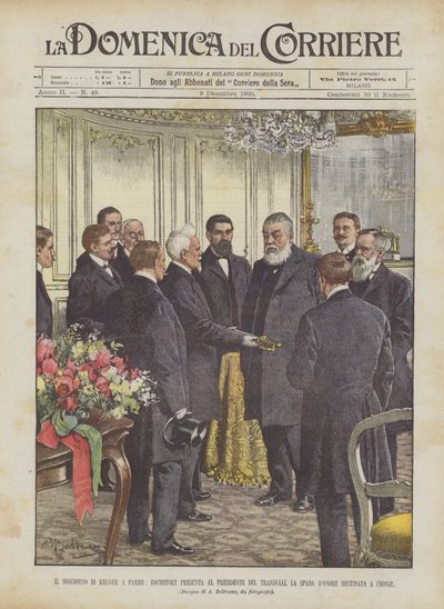 A Sala De Estar De Kruger Em Paris, Rochefort Apresenta A Espada Delva A Espada Destinada Em Cronje de Achille Beltrame