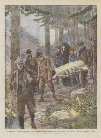 O Transporte do Pintor do Pintor Segantini Da Cabana no Schafberg, Onde Mori, para a Igreja de Maloja de Achille Beltrame