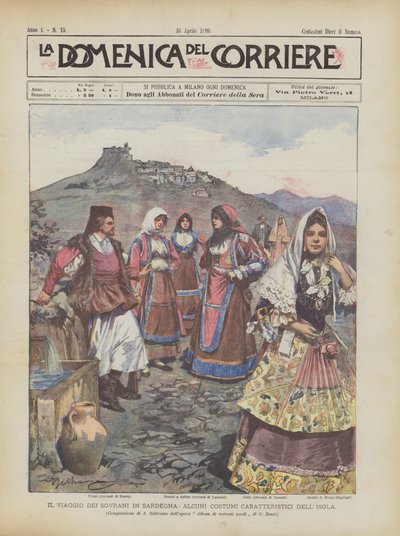 A viagem dos soberanos na Sardenha, alguns trajes característicos da ilha de Achille Beltrame