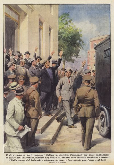 O comportamento orgulhoso das tripulações italianas na América de Achille Beltrame