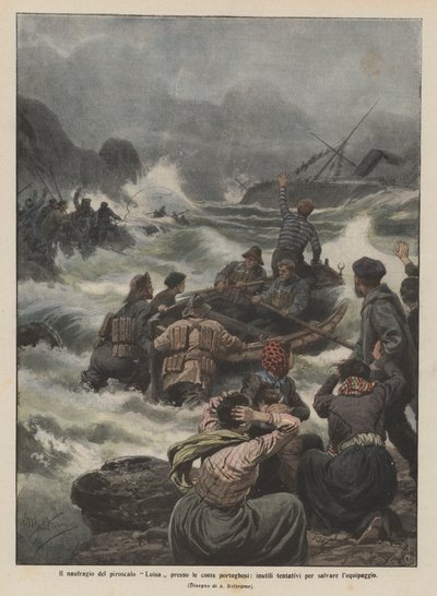 O naufrágio do navio Luísa na costa portuguesa, tentativas desnecessárias de salvar a tripulação de Achille Beltrame