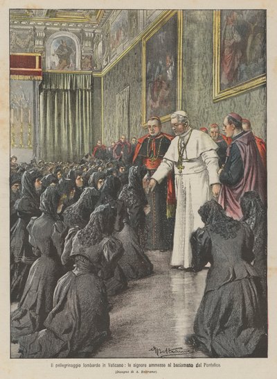 A peregrinação lombarda ao Vaticano, as damas admitiram o beijo do Papa de Achille Beltrame