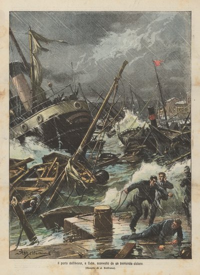 O porto de Havana, em Cuba, devastado por um tremendo ciclone de Achille Beltrame