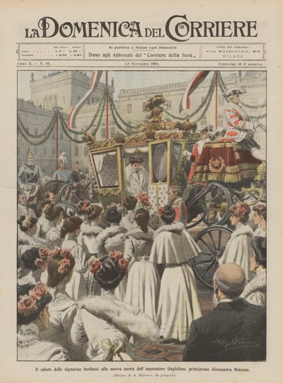 A saudação das damas de Berlim à nova nora do imperador William, princesa Alessandra Holstein de Achille Beltrame