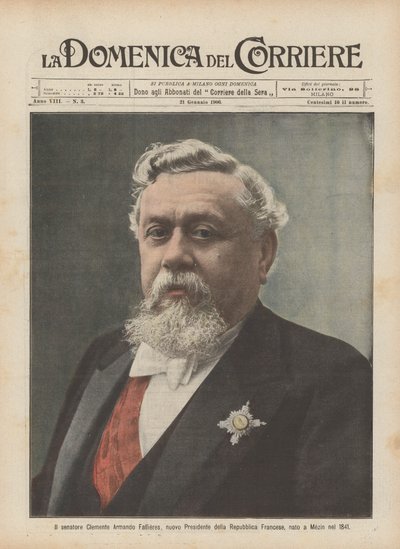 O senador Clemente Armando Fallieres, novo presidente da República Francesa, nascido em Mezin em 1841 de Achille Beltrame