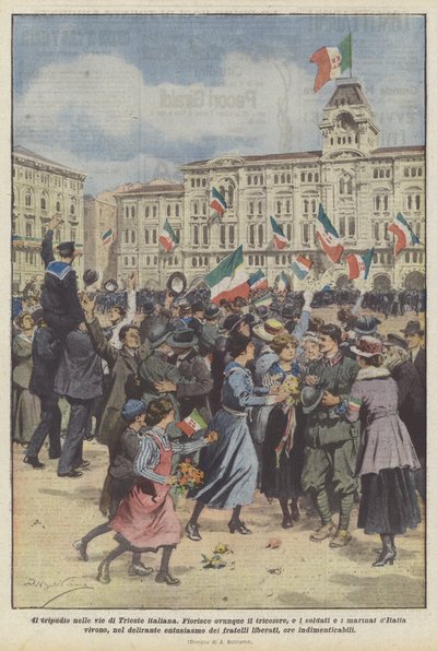 O triunfo nas ruas da Itália Trieste de Achille Beltrame