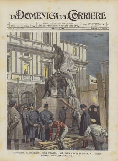 Inauguração do Monumento a Nicola Spedalieri, em Roma, Feito à Noite, Secreto, Da Polícia de Achille Beltrame