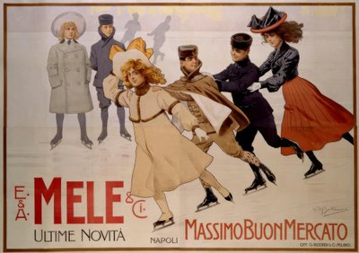 Jovens patinadores - poster 1902 de Achille Beltrame