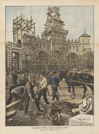 A exposição de Milão, a entrada principal do parque de Achille Beltrame