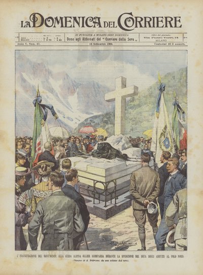 A inauguração do Monumento ao Guia Alpino Ollier desapareceu durante a expedição do duque de Achille Beltrame