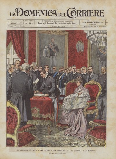 A Cerimônia de Nascimento da Princesa Mafalda, Al Quirinale, 23 de novembro de Achille Beltrame