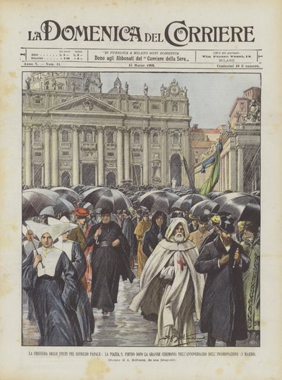 O Encerramento das Festas do Jubileu Papal, Piazza S Pietro Depois da Grande Cerimônia de Achille Beltrame
