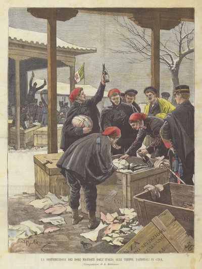 A distribuição de presentes da Itália para as tropas nacionais na China de Achille Beltrame