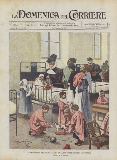 A distribuição de presentes de Natal para crianças pobres no hospital de Achille Beltrame