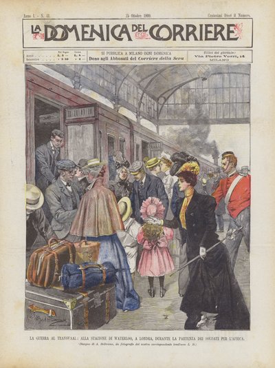 A Guerra No Transvaal, Na Estação De Waterloo, Em Londres, Durante A Partida De Soldados Para A África de Achille Beltrame