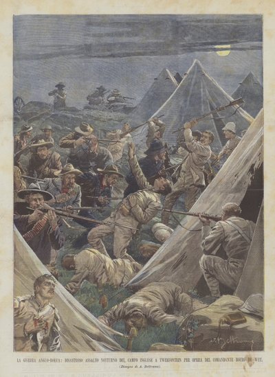 A Guerra Anglo-Boer, Assalto Noturno Desastroso do Campo Inglês em Tweefontein Para a Opera Del de Achille Beltrame