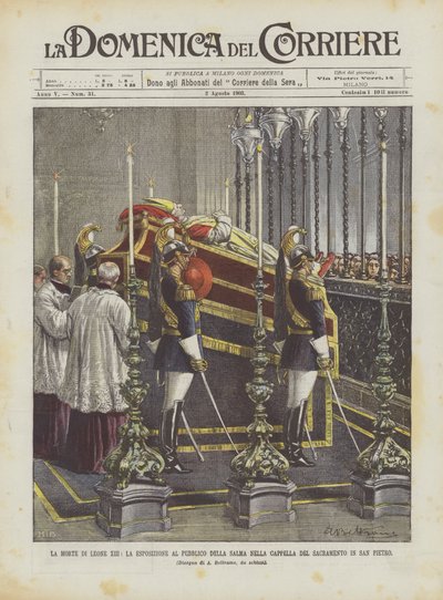 A morte de Leão XIII, a exposição pública do corpo na capela do sacramento em São Pedro de Achille Beltrame