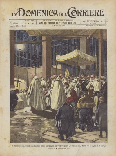 A Procissão Inaugural do Grande Templo Subterrâneo Corpus Domini Em Milão de Achille Beltrame