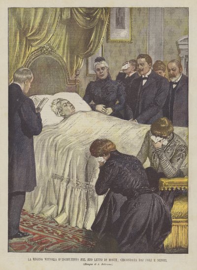 Rainha Victoria Inglaterra Em Seu Leito De Morte, Rodeado De Filhos E Nepots de Achille Beltrame