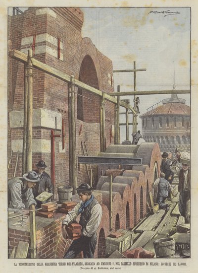 A Reconstrução da Grandiosa Torre Del Filarete, Dedicada A Umberto I, No Castelo Sforza de Achille Beltrame