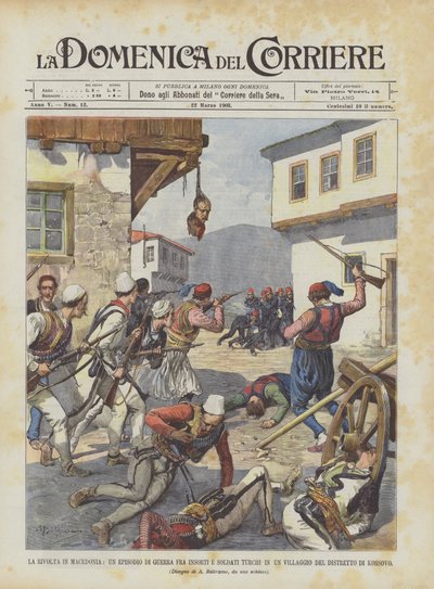 A revolta na Macedônia, um episódio de guerra entre insurgentes e soldados turcos em uma vila de de Achille Beltrame