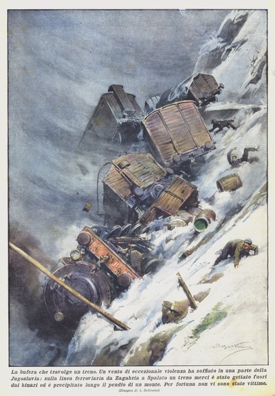 A tempestade que sobrecarrega um trem de Achille Beltrame