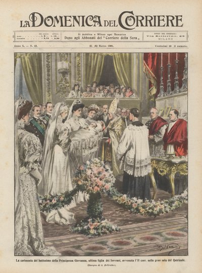 A cerimônia de batismo da princesa Giovanna, a última filha dos soberanos, aconteceu no dia 11 de Achille Beltrame