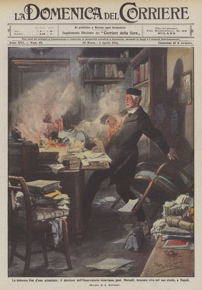 O doloroso fim de um cientista, o diretor do Observatório Vesuviano, Prof. Mercalli de Achille Beltrame