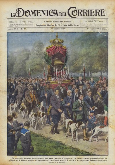 A festa do Santo Padroeiro dos caçadores no Castelo Real de Stupinigi de Achille Beltrame