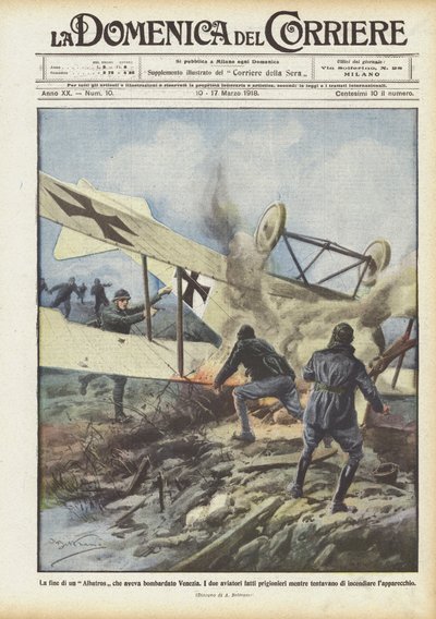 O fim de um Albatros que bombardeou Veneza de Achille Beltrame