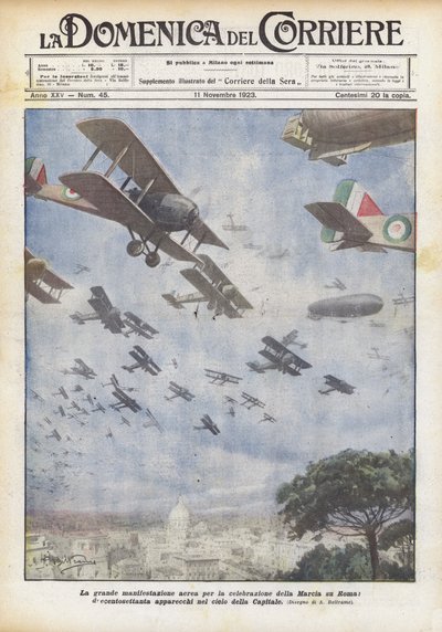 O grande show aéreo para a celebração da Marcha sobre Roma, duzentos e setenta de Achille Beltrame