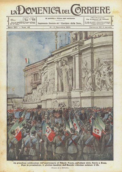 A grande celebração do aniversário de Vittorio Veneto, no Altare della Patria em Roma de Achille Beltrame