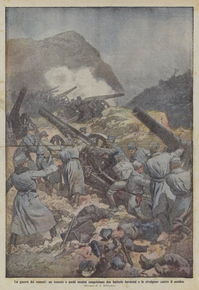 A guerra dos romenos, um tenente e alguns homens conquistam duas baterias bávaras e as transformam contra o inimigo de Achille Beltrame
