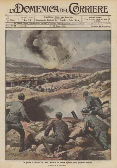 Guerra de trincheiras no Karst, o efeito de nossos explosivos nas posições inimigas de Achille Beltrame