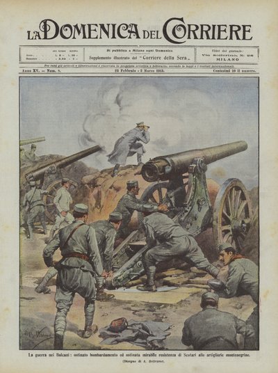 A guerra nos Bálcãs, bombardeio teimoso e resistência admirável obstinada de Scutari para de Achille Beltrame
