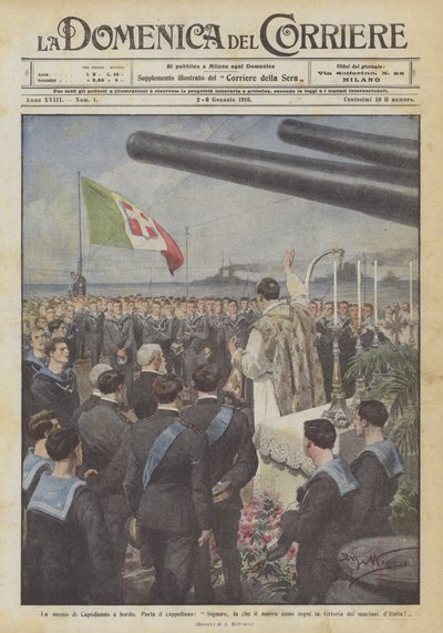 A missa de Ano Novo a bordo, Fale o capelão, Senhor, marca o Ano Novo de Achille Beltrame