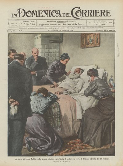 A morte de Leone Tolstoi na pequena estação ferroviária de Astapowo (Riasan Gov) no alvorecer dos atuais 20 de Achille Beltrame