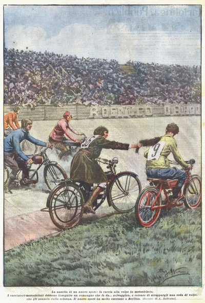 O nascimento de um novo esporte, a caça à raposa em motocicletas de Achille Beltrame