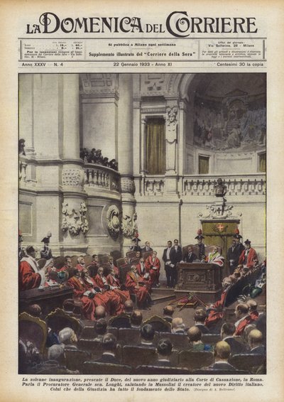 A inauguração solene, apresentar o Duce, do novo ano judicial no Tribunal de Cassação, em Roma de Achille Beltrame