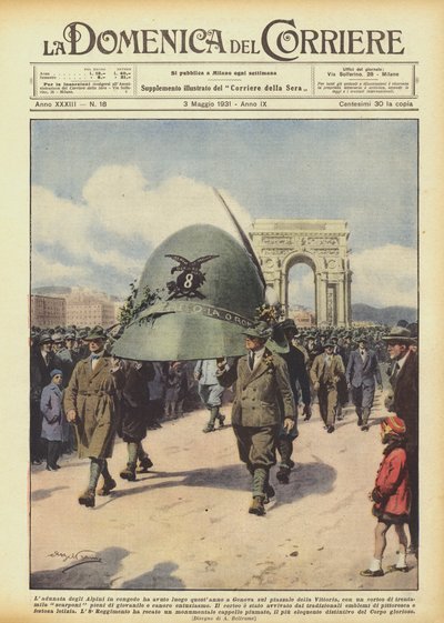 A festa alpina de licença teve lugar este ano em Génova, na Piazzale della Vittoria de Achille Beltrame