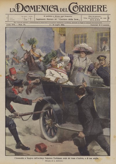 O assassinato do arquiduque Francesco Ferdinand Serajevo, herdeiro do trono da Áustria, e sua esposa de Achille Beltrame