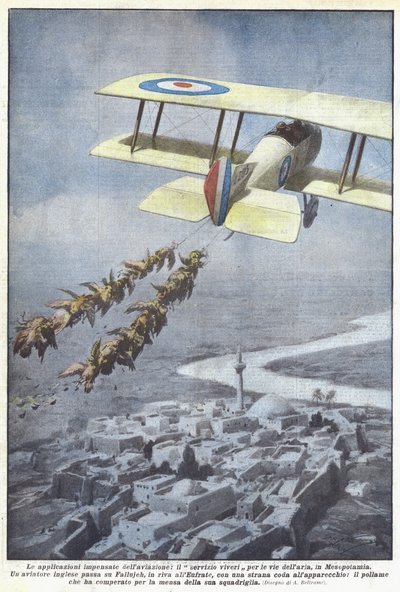 As aplicações impensáveis da aviação, o serviço de alimentação para as vias aéreas, na Mesopotâmia de Achille Beltrame