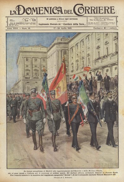 A acolhida festiva de Madri aos representantes do Exército e da Marinha da Itália de Achille Beltrame