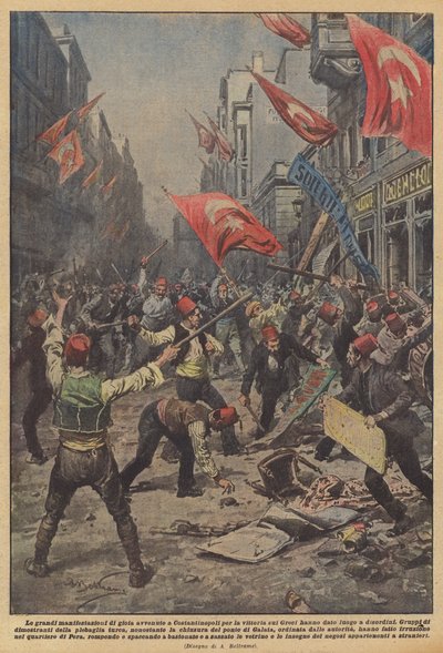 As grandes manifestações de alegria que ocorreram em Constantinopla pela vitória sobre os gregos deram origem à agitação de Achille Beltrame