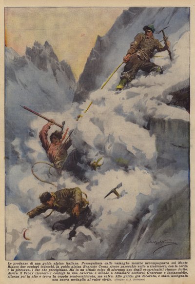 A proeza de um guia de montanha italiano de Achille Beltrame