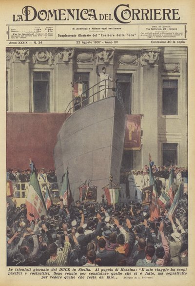 Os dias do triunfo do Duce na Sicília de Achille Beltrame