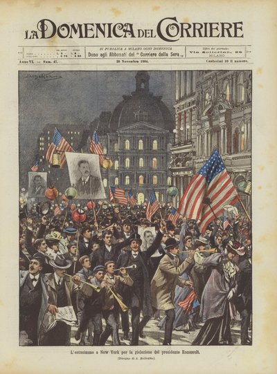 Emoção em Nova York pela reeleição do presidente Roosevelt de Achille Beltrame